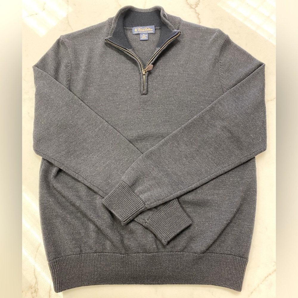Men’s Brooks Brothers half zip sweater, 100% extra fine Italian Merino wool!